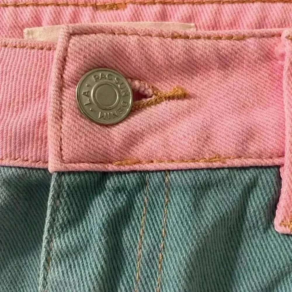 PACSUN MULTI-COLORED DENIM JEAN SKIRT A86 - Picture 4 of 8